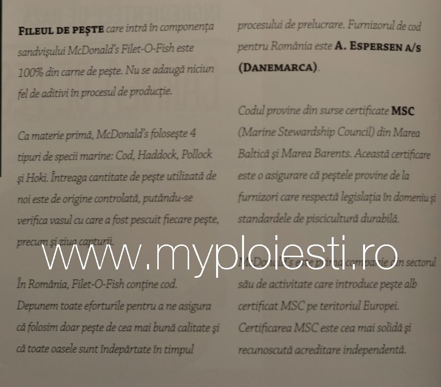 De unde provine pestele folosit la restaurantele McDonalds din Romania - FOTO