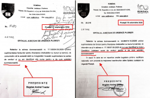 "dovada că fostul șef al CJP, Bogdan Toader, n-a vrut să finanțeze Spitalul Județean pentru pandemie"